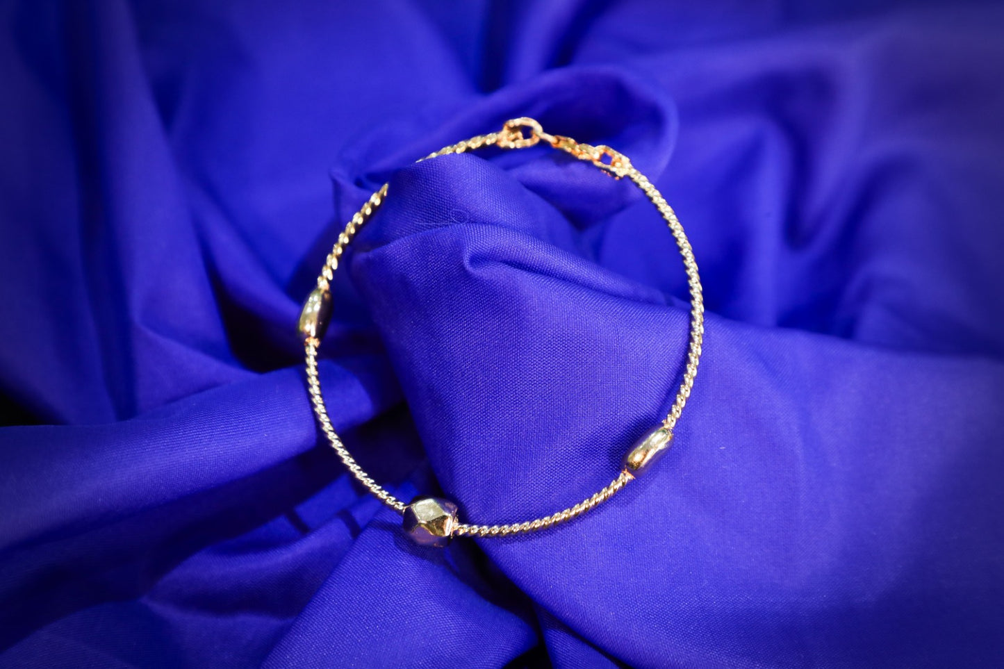 925 SS 22Karat gold plated round Ball style kada BR