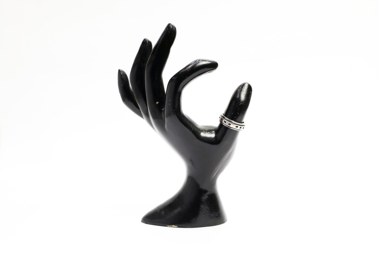 925 Oxidised silver star motif movable band ring