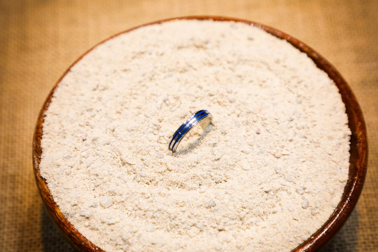 925 Sterling Silver Blue Enamel ring band