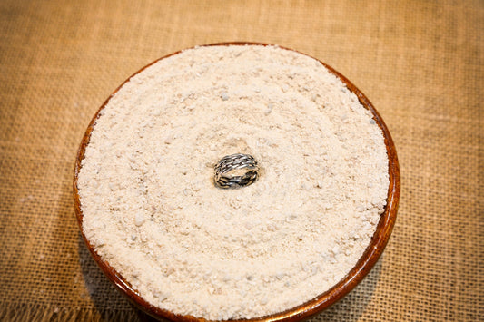 925 Oxidised knot plat style band ring