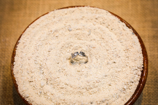 925 Sterling silver LOVE alpha motif band studded with Swarovski crystals