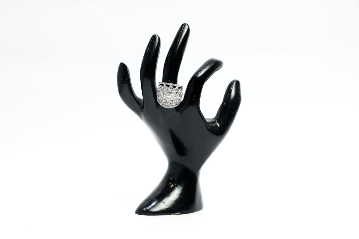 925 Sterling silver DOME shape Swarovski studded big size cocktail ring