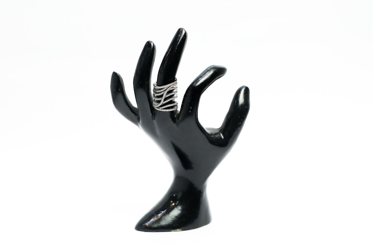 925 Sterling silver 5 layer roll Swarovski studded long cocktail ring
