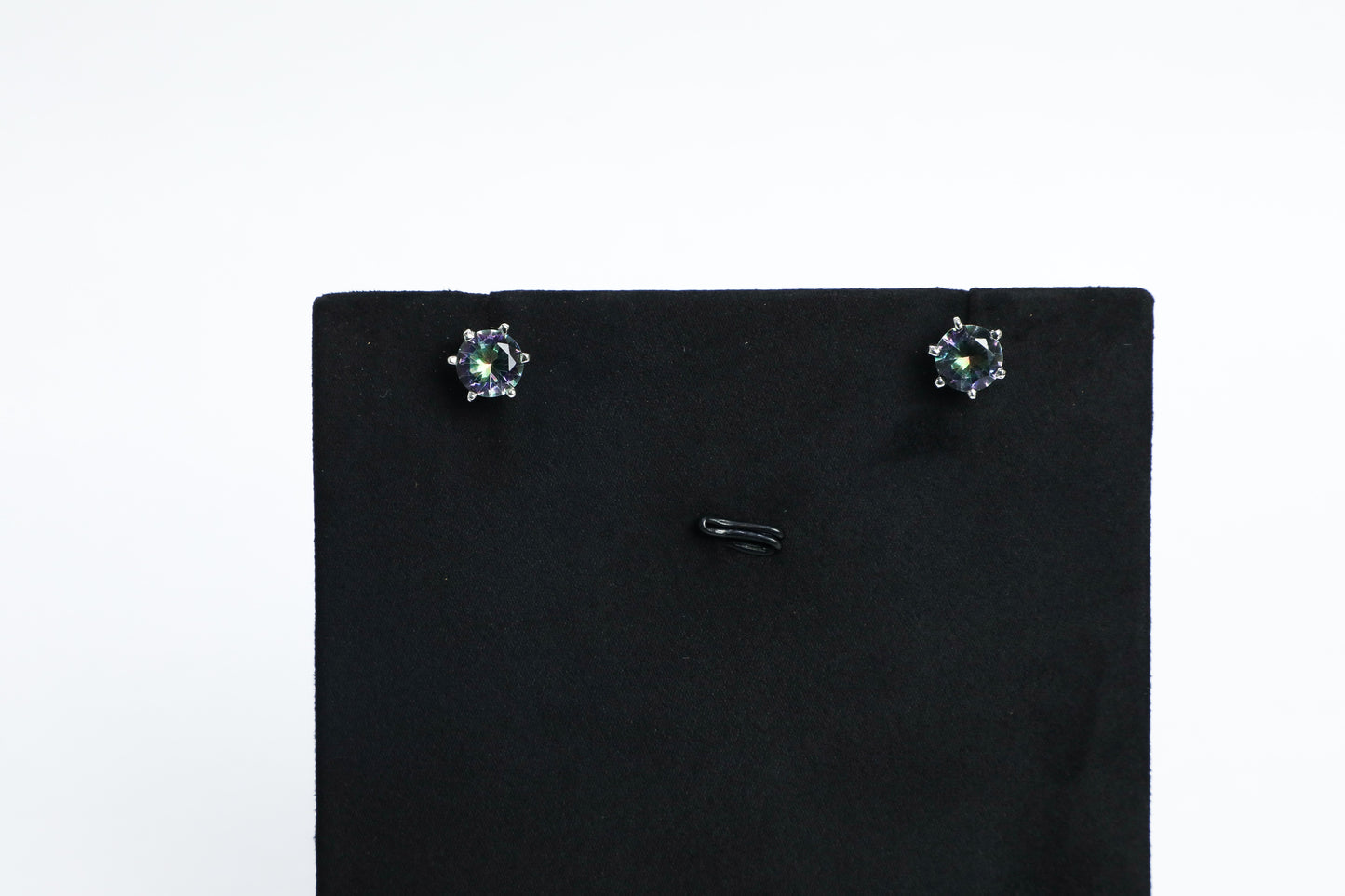 925 Sterling SILVER Rainbow shade Round solitaire studs