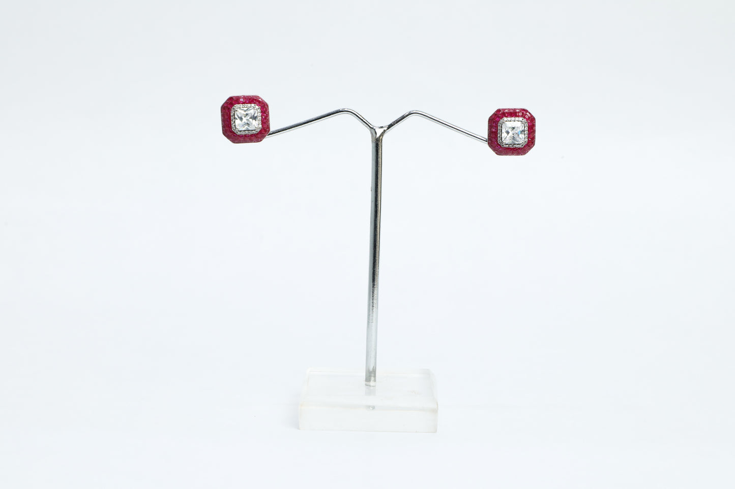 925 STERLING SILVER PINK SWAROWSKI SOLITAIRE STUDS