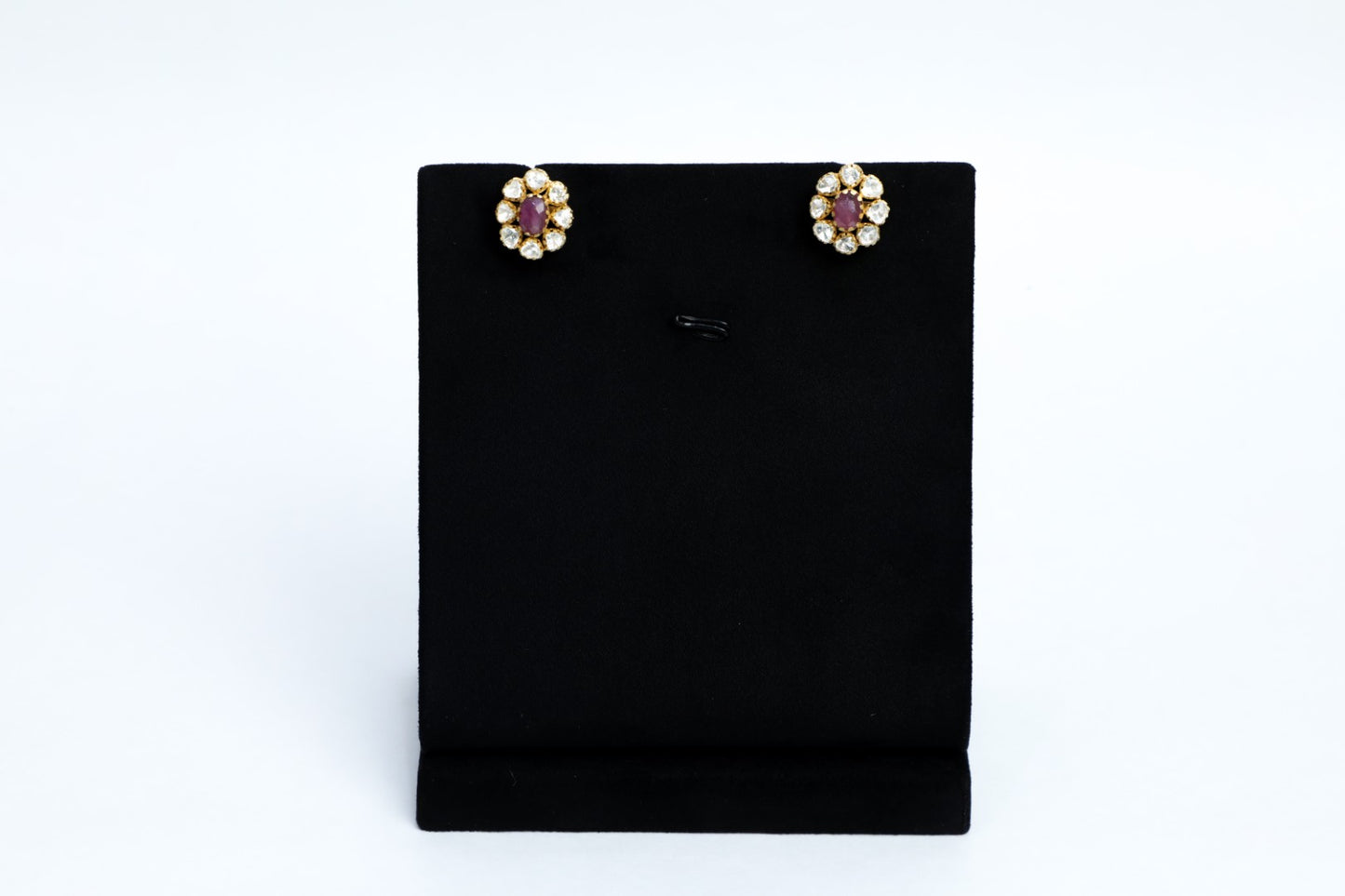 925 sterling silver GOLD plated Natural ruby+ Moissanite STUDS