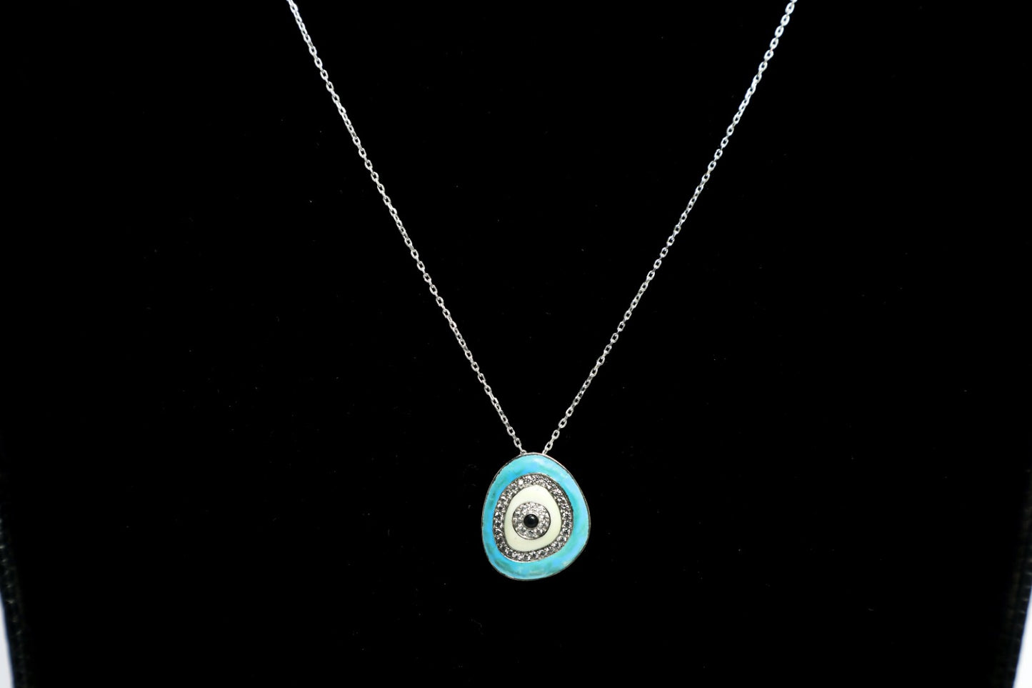 925 SS SEA GREEN EVILS EYE chain
