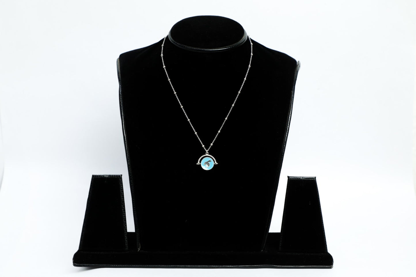 925 SS Blue enamel peace chain