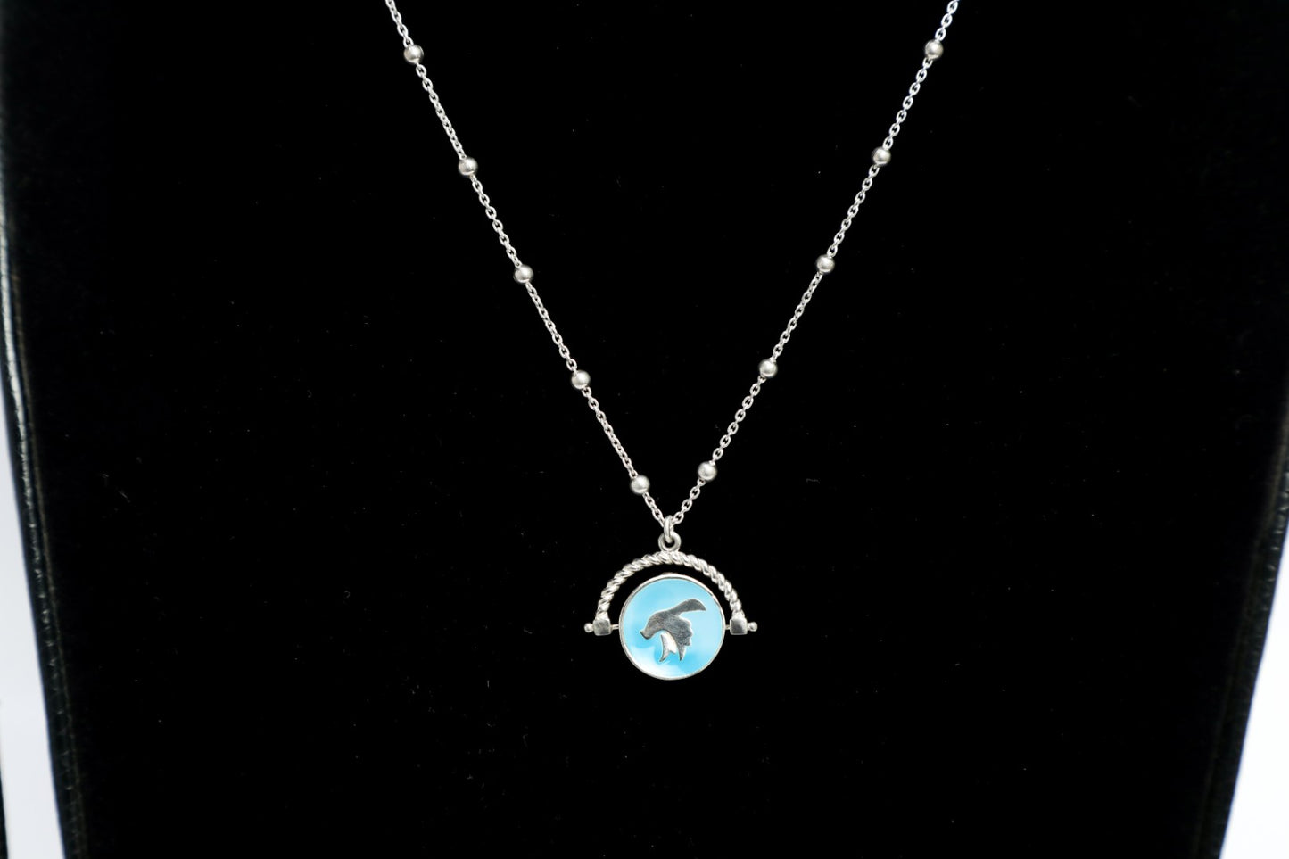 925 SS Blue enamel peace chain