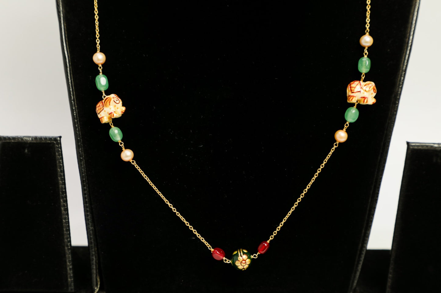 925 SS HAND MADE gold polish with mother of pearl hand cut ELEPHANT motifs