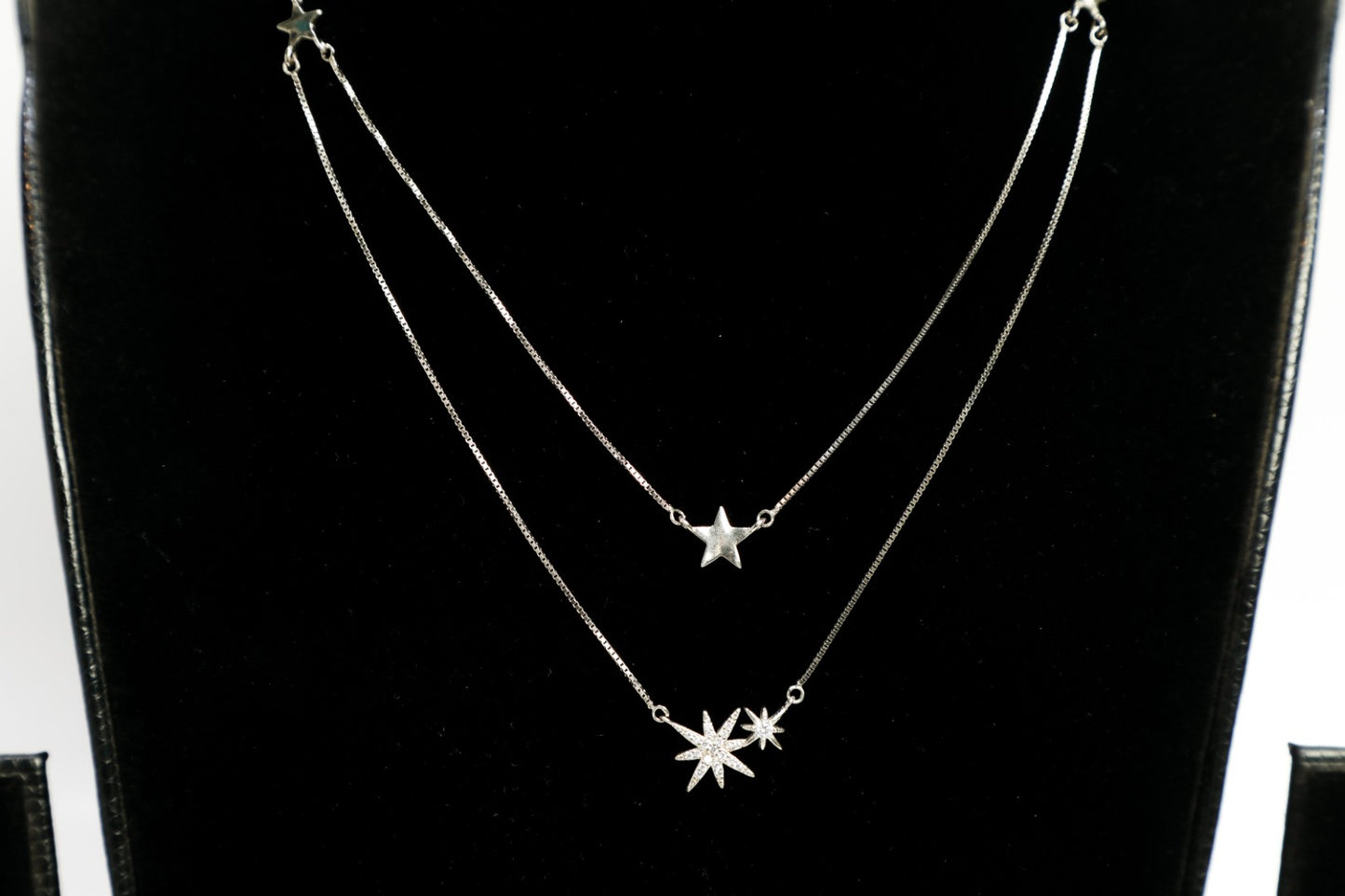 925 SS stackable star double chain