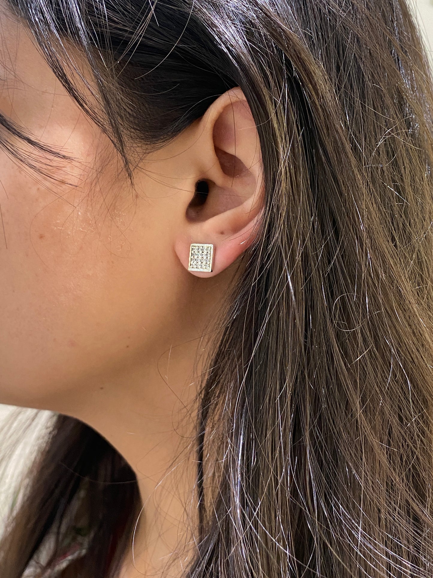 925 SS Square swarowski gents studs