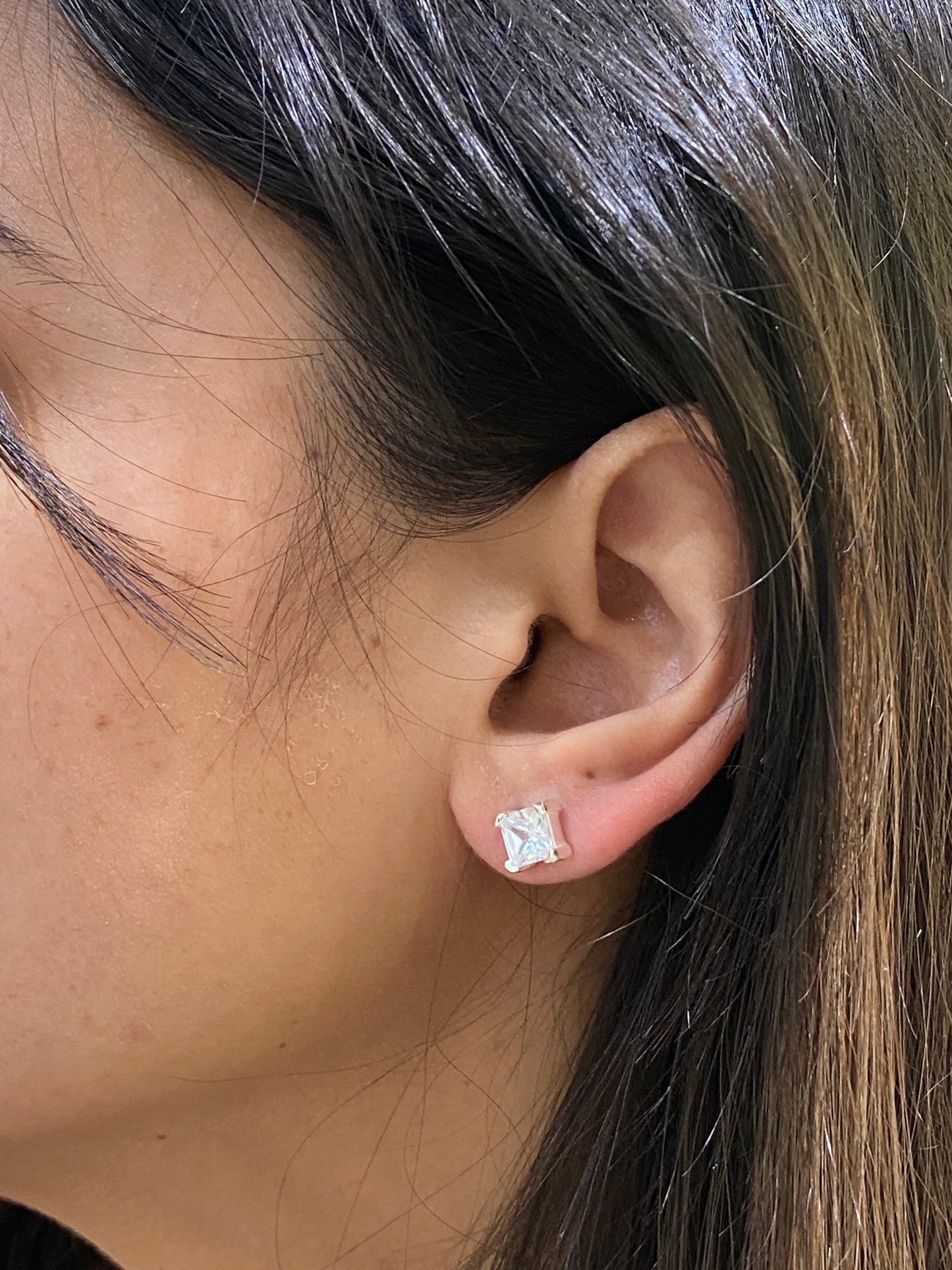 925 SS SOLITAIRE UNISEX square shape studs