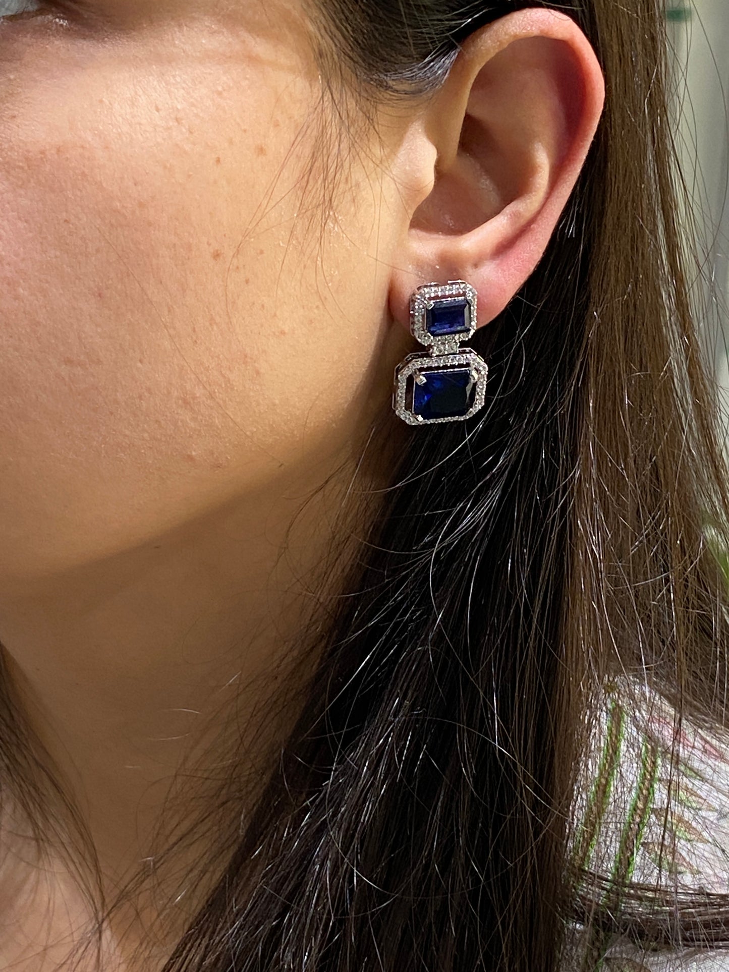 925 STERLING SILVER two stone earrings