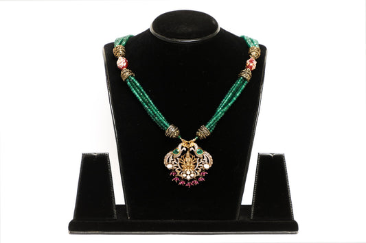 925 Silver ANTIQUE look Victorian MAA LAXMI necklace with detachable string , all hand made and studded with Moissonite polki finished with antique 22karat gold polish