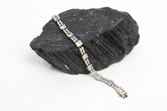 925 SS Tennis bracelet,Baguette style bracelet