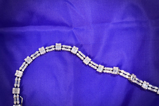 925 SS Tennis bracelet,Baguette style bracelet