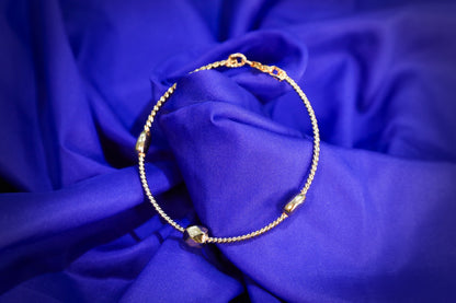 925 SS 22Karat gold plated round Ball style kada BR