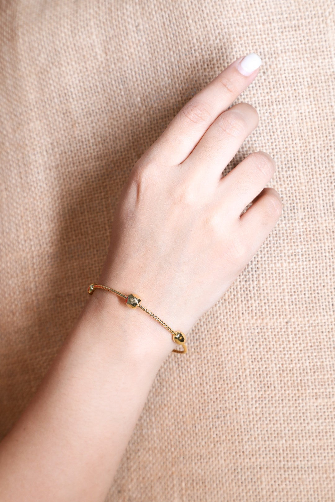 925 SS 22Karat gold plated round Ball style kada BR