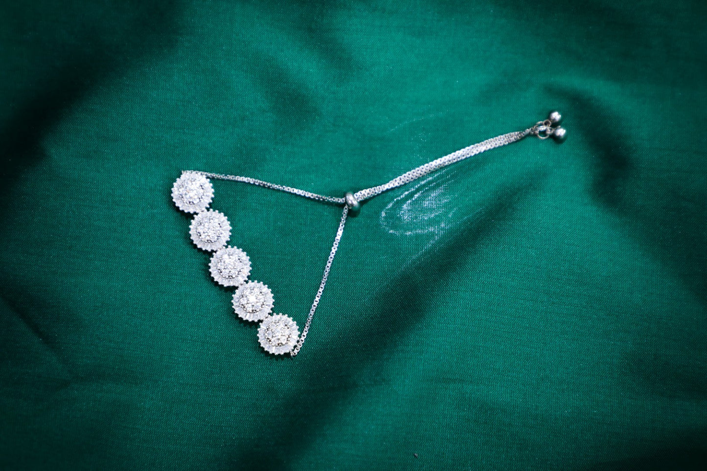 925SS Swarovski crystal studded baguette flower push BR