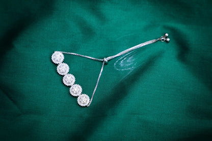 925SS Swarovski crystal studded baguette flower push BR