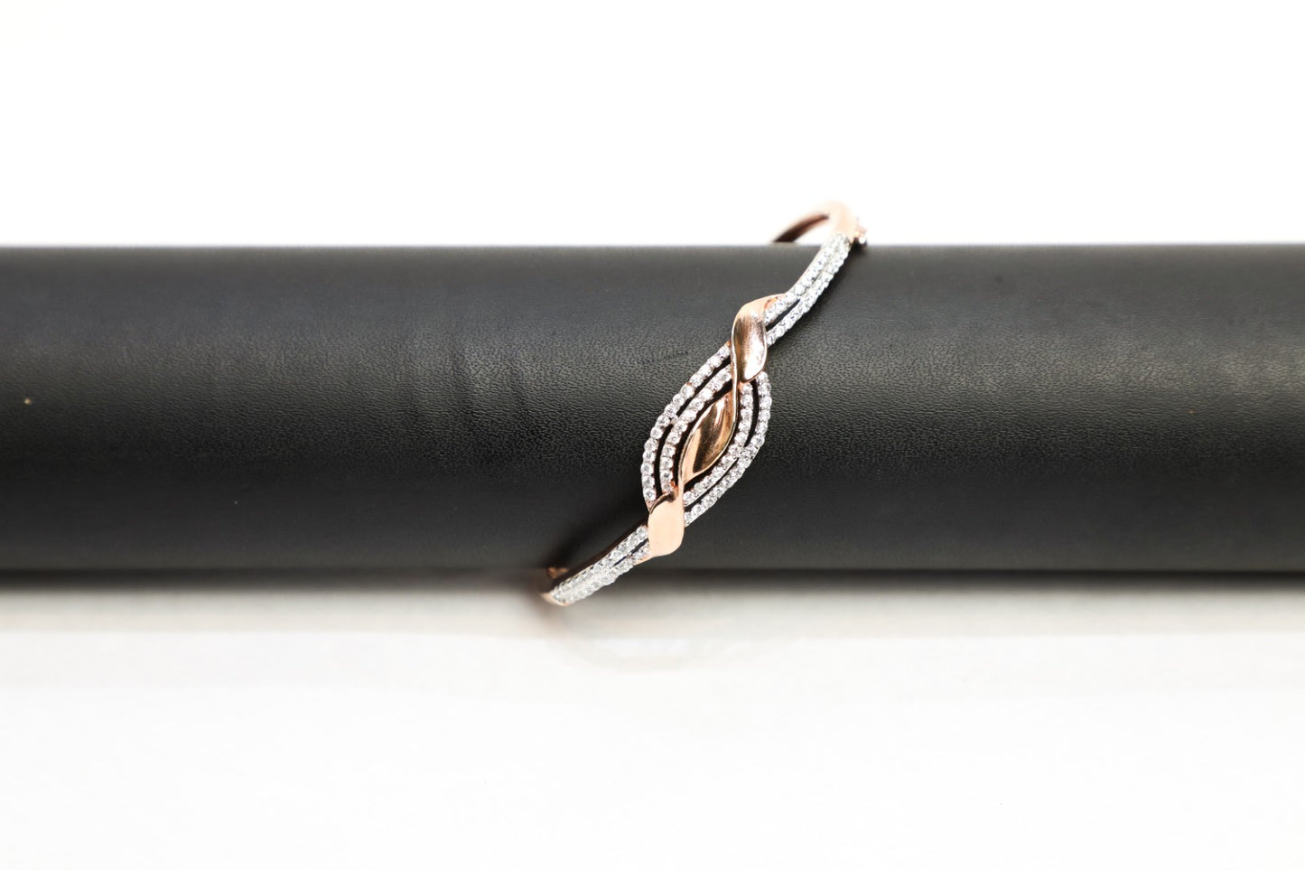 925SS ROSE gold kada bracelet studded with Swarovski crystals