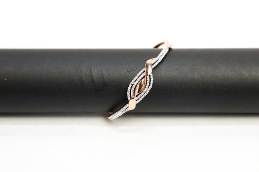 925SS ROSE gold kada bracelet studded with Swarovski crystals