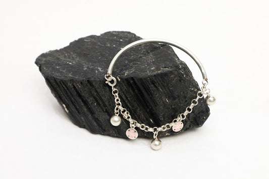925SS Halg kada Half charm br with pink enamel work