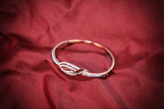 925SS ROSE gold kada bracelet studded with Swarovski crystals