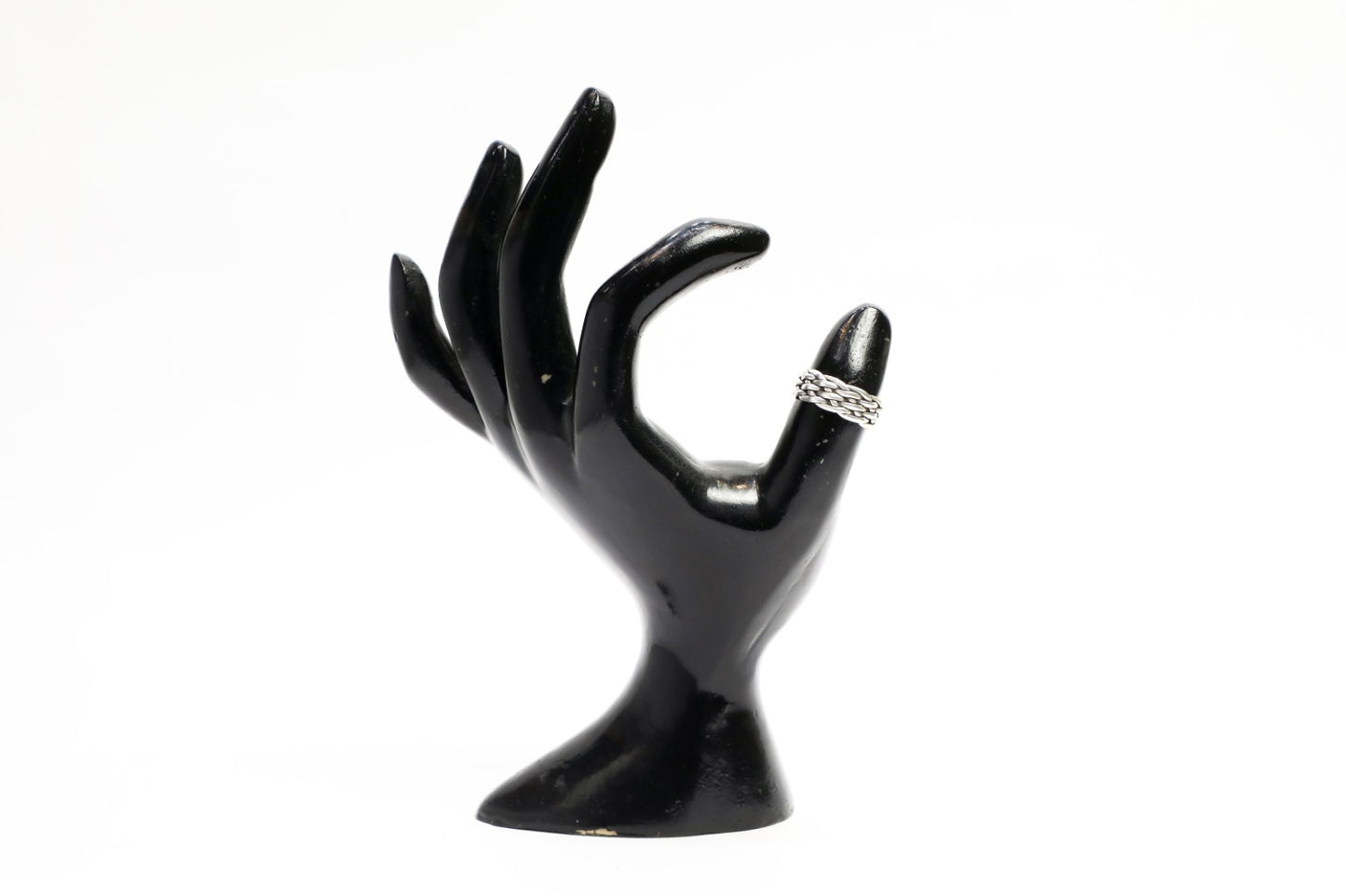 925 Oxidised knot plat style band ring