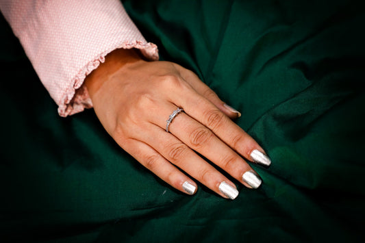 925 Sterling silver 3 Baguette Swarovski studded ring