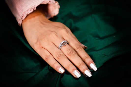 925 Sterling silver crown design Swarovski studded silver ring