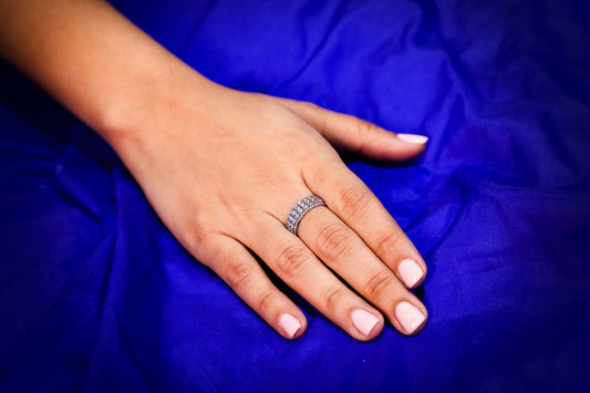 925 Sterling silver Swarovski studded full band round