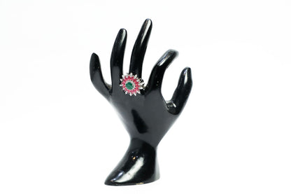 925 Sterling silver Triangular shape Swarovski studded cocktail ring