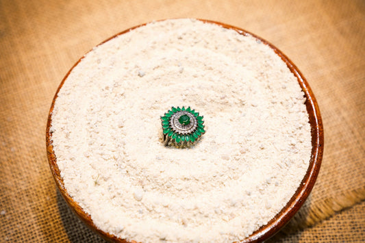 925 Sterling silver Green and white Swarovski crystal studded cocktail ring