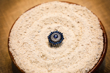 925 Sterling silver Blue onyx with Swarovski crystal studded cocktail ring