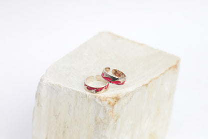 925 sterling silver Italian pink enamel work toe rings