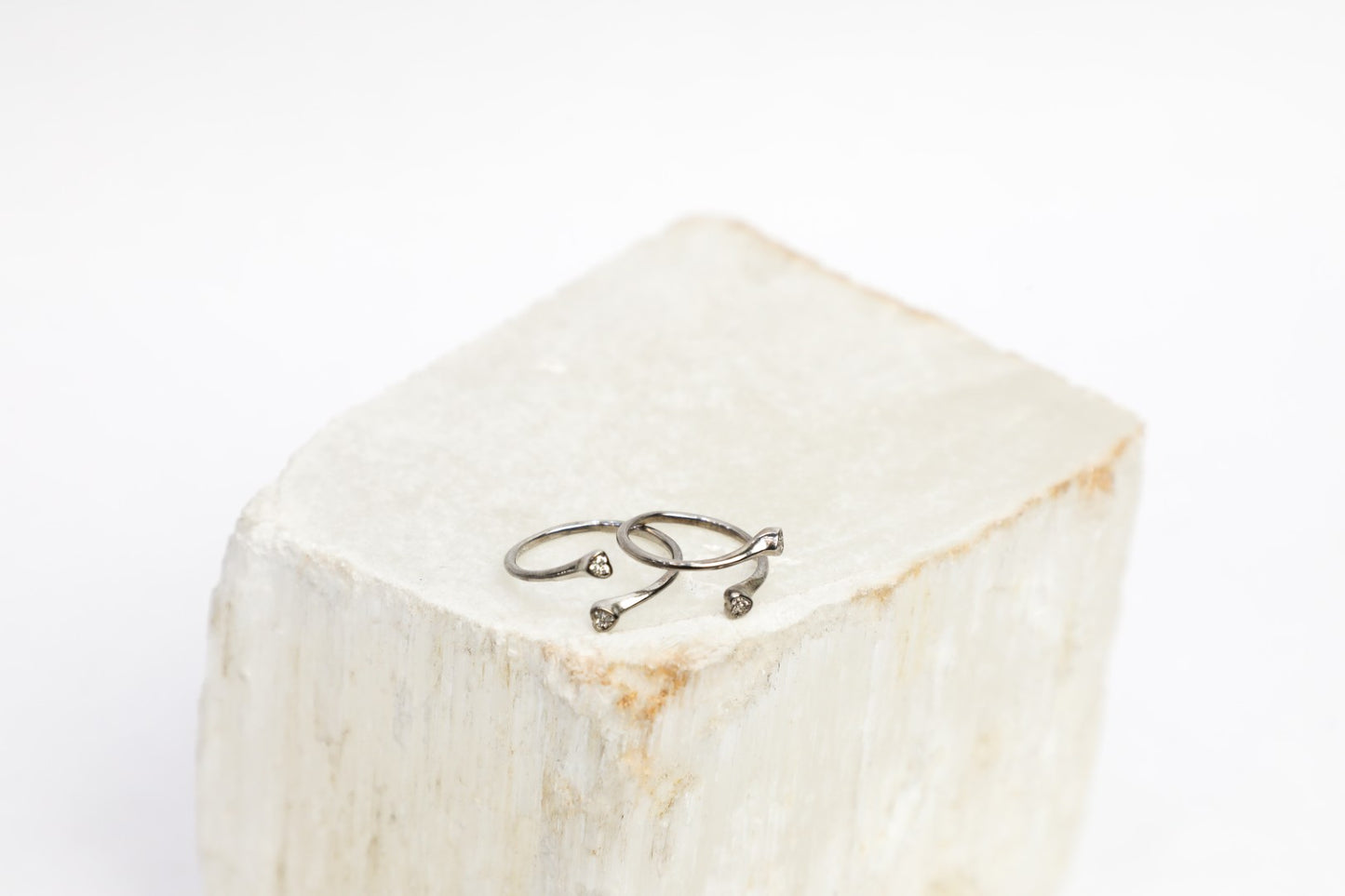 925 Sterling silver single stone front open toe rings