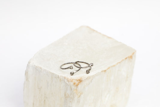925 Sterling silver single stone front open toe rings