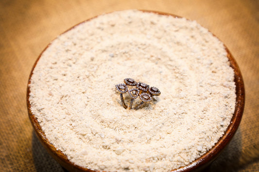 925 Sterling Rose gold multi-layer flower motif Swarovski studded cocktail ring