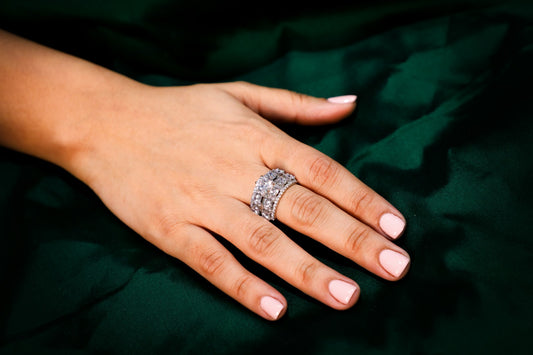 925 Sterling silver Swarovski studded Solitaire cocktail ring