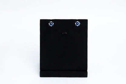 925 Sterling silver blue flower square studs