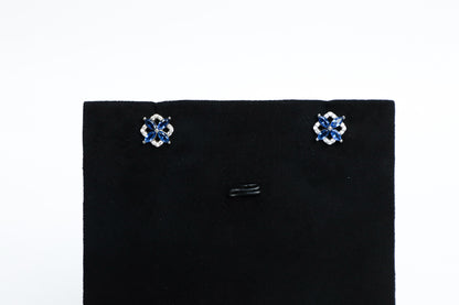 925 Sterling silver blue flower square studs
