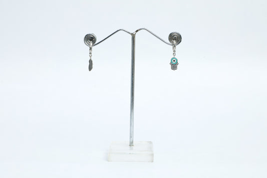 925 STERLING SILVER LEAF +HAMSA MOTIF INTRICATE BALI