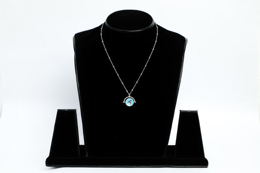 925 SS Blue enamel peace chain
