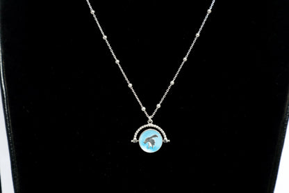 925 SS Blue enamel peace chain