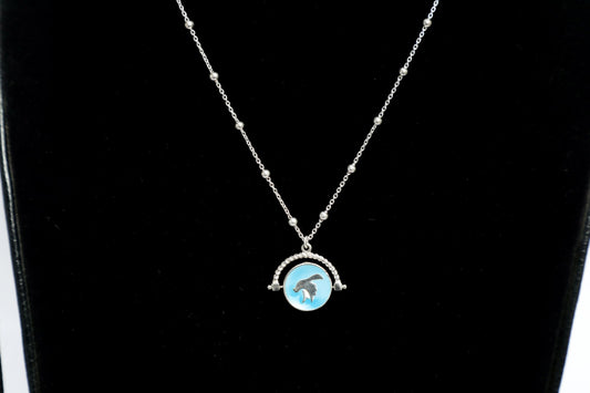 925 SS Blue enamel peace chain