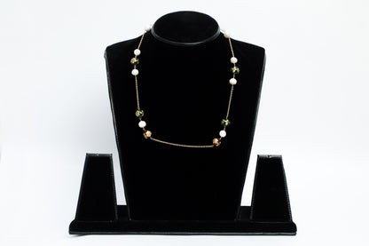 925 SS HAND MADE gold polish WITH natural beads AND fresh water cultured pearls chain