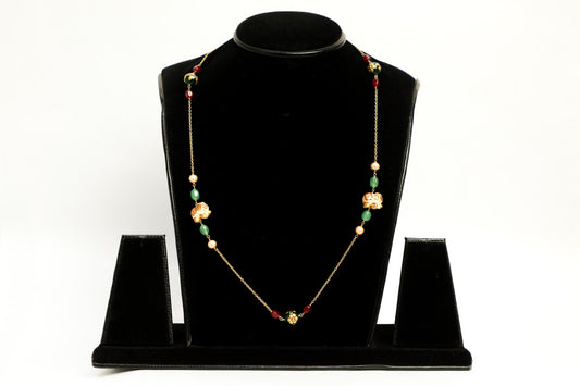 925 SS HAND MADE gold polish with mother of pearl hand cut ELEPHANT motifs