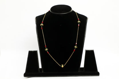 925 SS  HAND MADE gold polish natural red and green beads chain